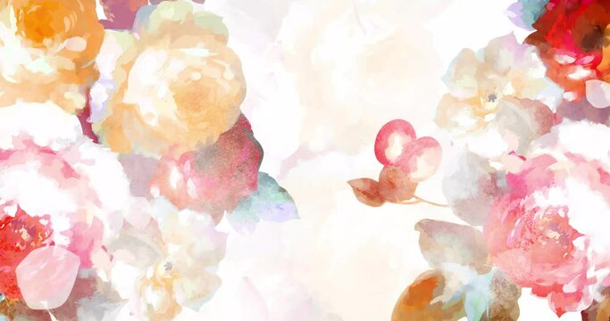 Beautiful wedding watercolor rose flower peony flower