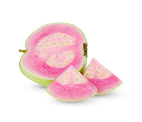 pink  guava fruit isolated on white background.