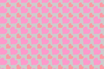 Cute pink heart wallpaper tiled full frame for background, romantic mood concept, love day and wedding.
