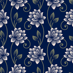 Seamless vector lotus flower pattern design