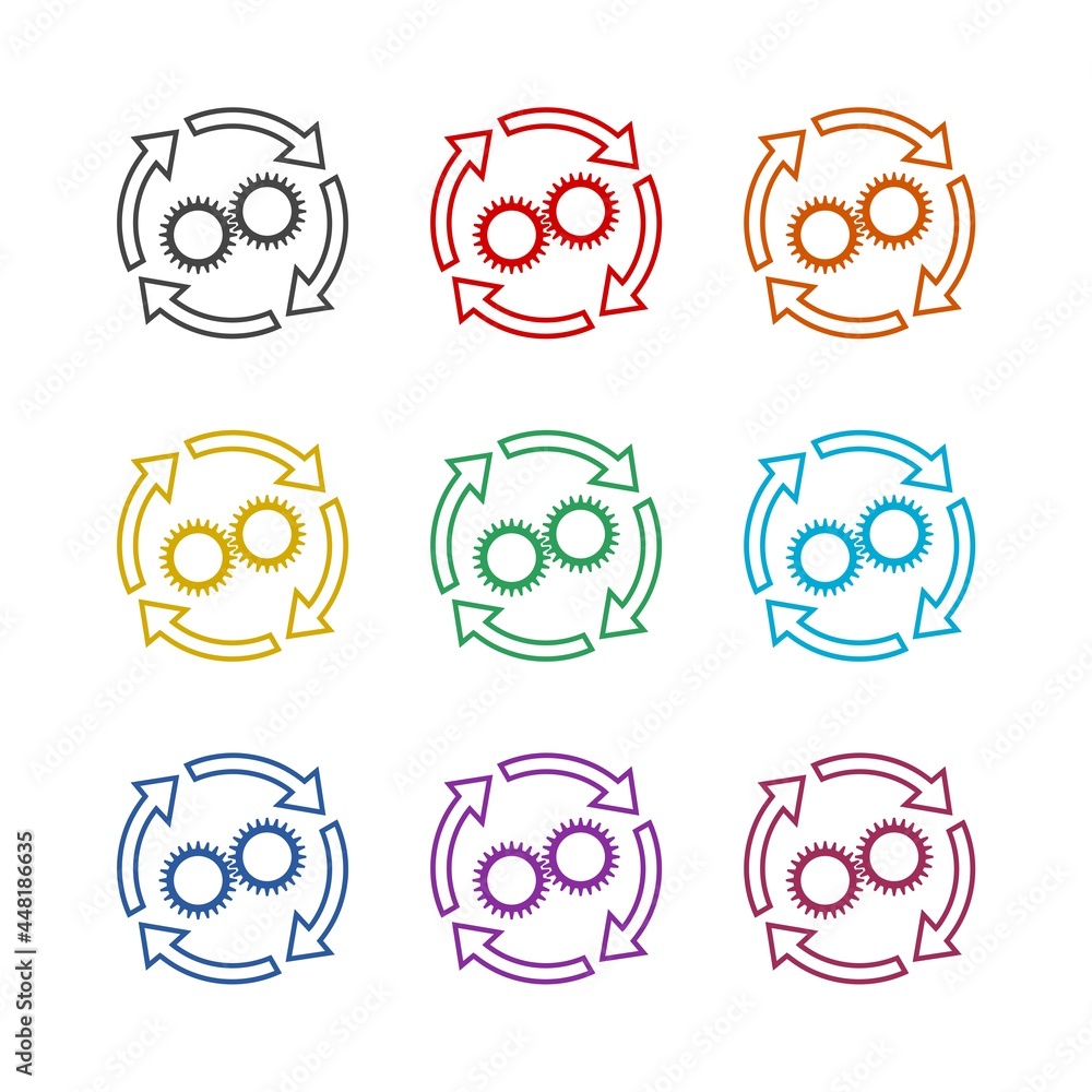 Poster system update color icon set isolated on white background