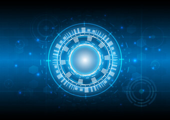 Futuristic Sci-Fi glowing HUD user. Digital infographic frame. Abstract hologram hi-tech background. Virtual reality technology electric innovation. Sceurity locked concept