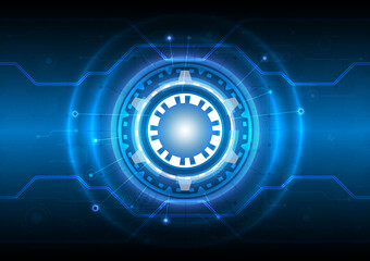 Futuristic Sci-Fi glowing HUD user. Digital infographic frame. Abstract hologram hi-tech background. Virtual reality technology electric innovation. Data engineer