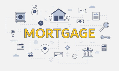 mortgage housing property concept with icon set with big word or text on center