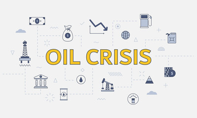 oil crisis concept with icon set with big word or text on center