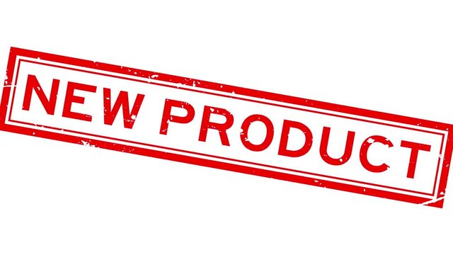 Grunge red new product word square rubber seal stamp zoon out from white background