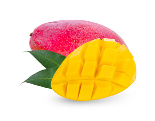  Red mango  fruit isolated on white background