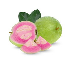 pink  guava fruit isolated on white background.