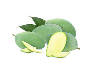 green mango on white background