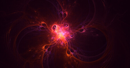 3D rendering abstract red fractal light background