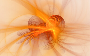 Naklejka premium 3D rendering abstract gold fractal light background
