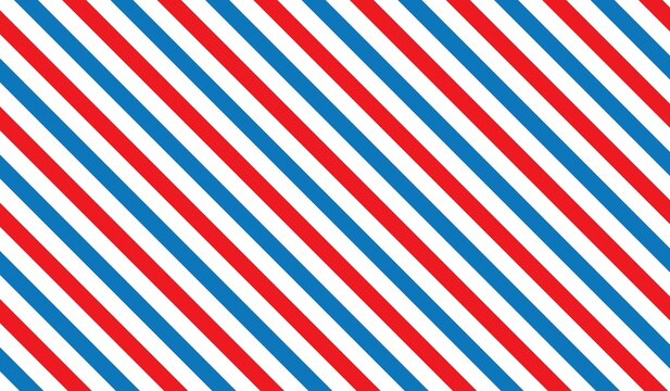 Barber colored liner seamless background. Barber Shop seamless pattern. Blue red pattern texture. Diagonal stripe pattern