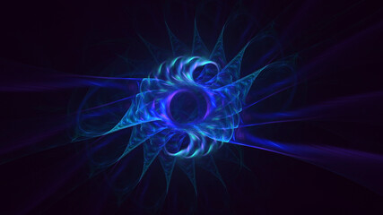 3D rendering abstract blue fractal light background