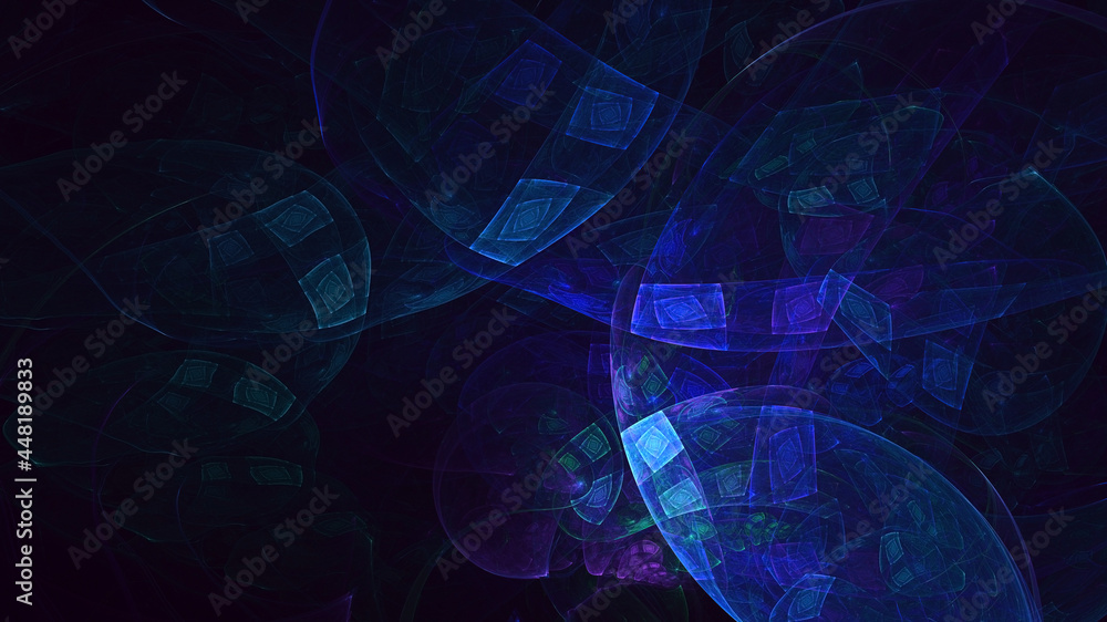 Wall mural 3d rendering abstract blue fractal light background