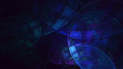 3D rendering abstract blue fractal light background