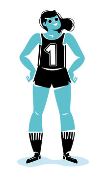 Sport femme muscle football &eacute;quipe soccer silhouette illustration pochoir entra&icirc;nement comp&eacute;tition sourire bicolore sportive f&eacute;minine sant&eacute; bouger