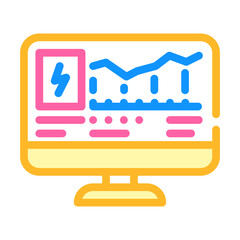 computer control of electricity consumption color icon vector. computer control of electricity consumption sign. isolated symbol illustration