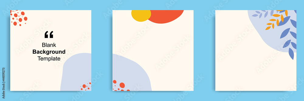 Sticker set of abstract organic background in square shape for multipurpose usage, social media feed banner,