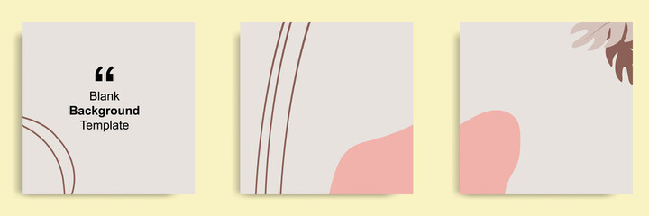 Fototapeta premium Set of abstract organic background in square shape for multipurpose usage, social media feed banner, note, book, journal cover template layout in pink brown color