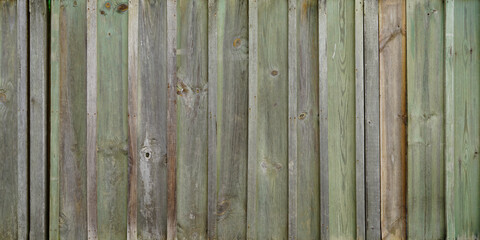 Naklejka premium wood vertical texture header panorama background green ancient wooden plank board old panel