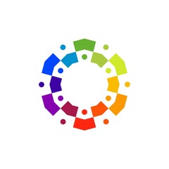 group of twelve people color colorful 12 team family together vector icon illustration