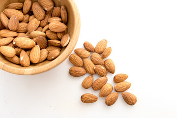 Almonds with white background