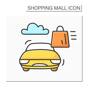 Curbside Pick-up Color Icon. Safe Way To Pick Up Orders From Select Restaurants. Online Ordering. Safety Shopping. Shopping Mall Concept. Isolated Vector Illustration