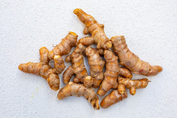 Close up of fresh turmeric (curcuma longa) roots
