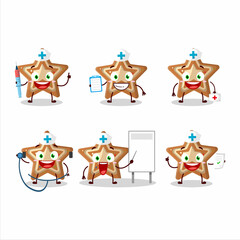Doctor profession emoticon with gingerbread star cartoon character