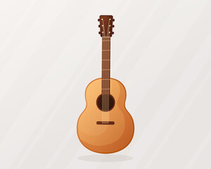 Cartoon guitar vector illustration. Musical acoustic instrument.
