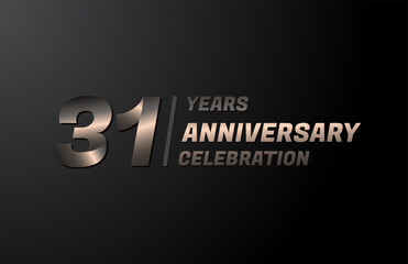 31 years gold anniversary celebration logotype, anniversary banner vector, isolated on black background