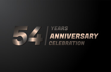 54 years gold anniversary celebration logotype, anniversary banner vector, isolated on black background