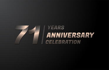 71 years gold anniversary celebration logotype, anniversary banner vector, isolated on black background