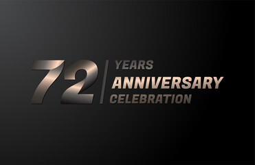 72 years gold anniversary celebration logotype, anniversary banner vector, isolated on black background
