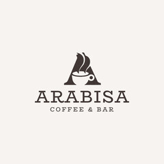 Letter A coffee logo icon design template element