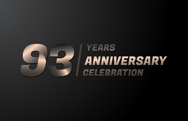 93 years gold anniversary celebration logotype, anniversary banner vector, isolated on black background