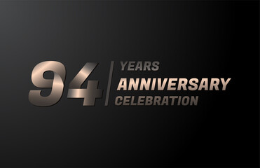 94 years gold anniversary celebration logotype, anniversary banner vector, isolated on black background