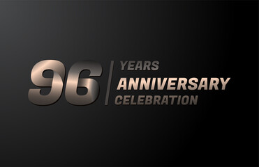 96 years gold anniversary celebration logotype, anniversary banner vector, isolated on black background
