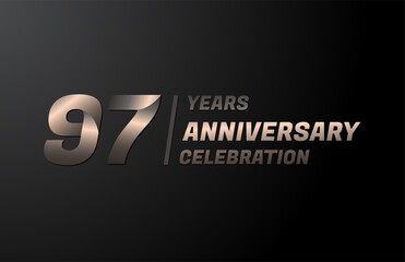 Obraz premium 97 years gold anniversary celebration logotype, anniversary banner vector, isolated on black background