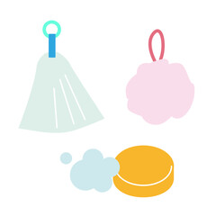 洗顔石けんと洗顔ネットの主線なしイラストセット