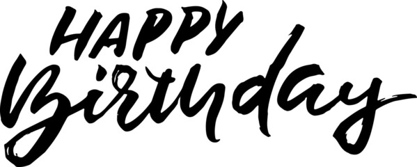 Happy birthday modern dry brush lettering for invitation and greeting card, prints and posters. Hand drawn inscription, calligraphic illustration