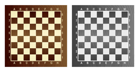 Two empty chess board. Concept of graphic vector illustration. Art design checkered, checkerboard or chessboard - obrazy, fototapety, plakaty