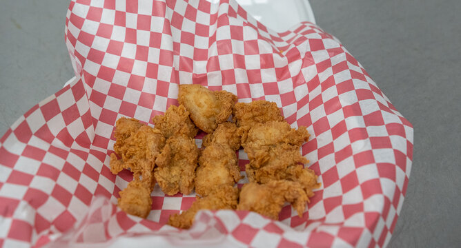 High-angle Shot Of One Portion Of Chicken Nuggets