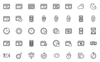 Fototapeta premium set of date and time icons, calendar, schedule, event,