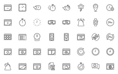 set of date and time icons, calendar, schedule, event,