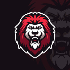 Illustration of roaring lion mascot head