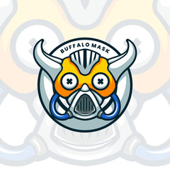 Illustration of fantasy buffalo mask mascot