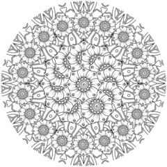 Mehndi flower for henna, mehndi, tattoo, decoration. decorative ornament in ethnic oriental style. doodle ornament. coloring book page.