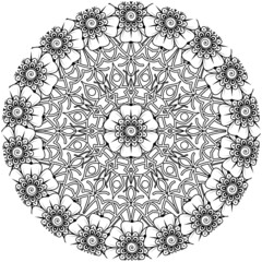 Mehndi flower for henna, mehndi, tattoo, decoration. decorative ornament in ethnic oriental style. doodle ornament. coloring book page.