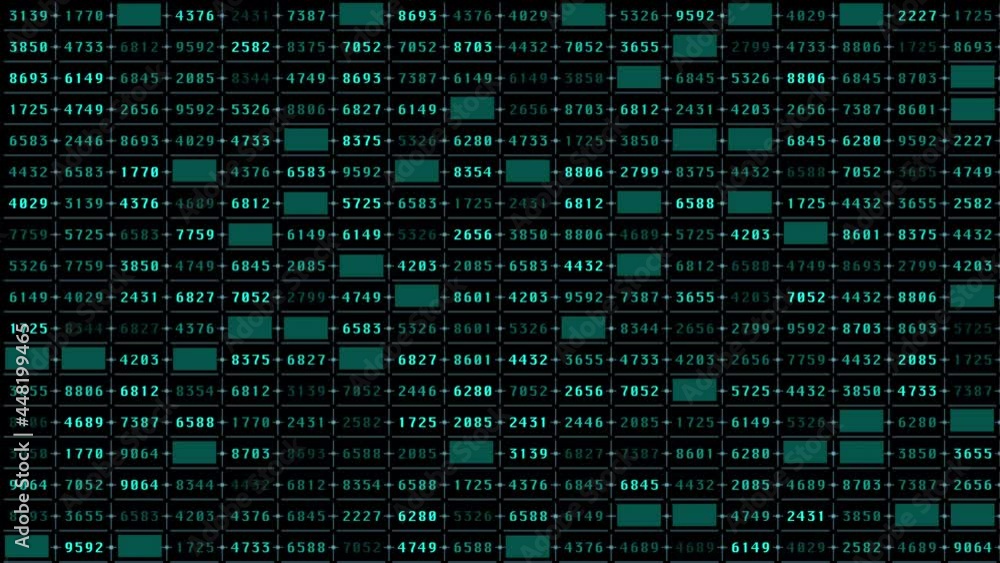 Poster Digital Number Random Data Simulation Algorithm Display 4K Motion Background